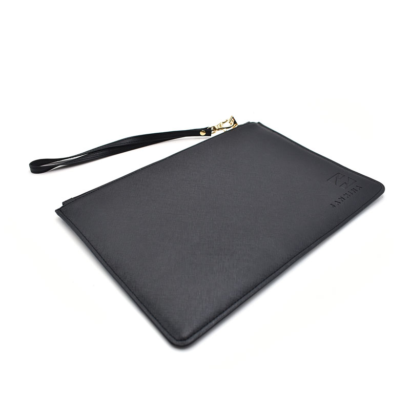 Customized Black Pouch with Wrist Strap Custom Pouch for Check Book